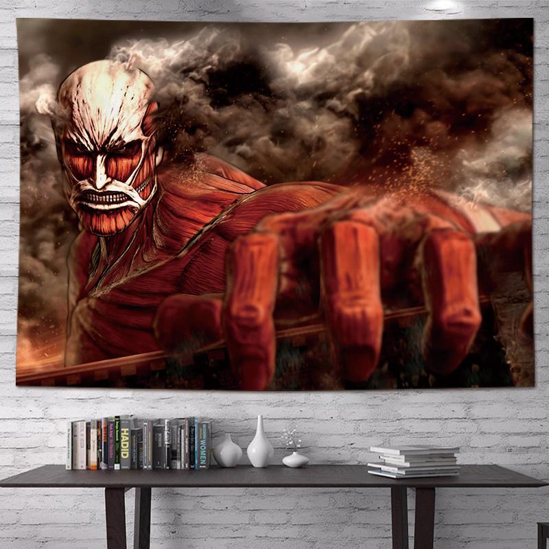 Vertical Attack On Titan Anime Tapestry Cartoon Wall Art Hanging For Bedroom Dorm Living Room Home Decoration