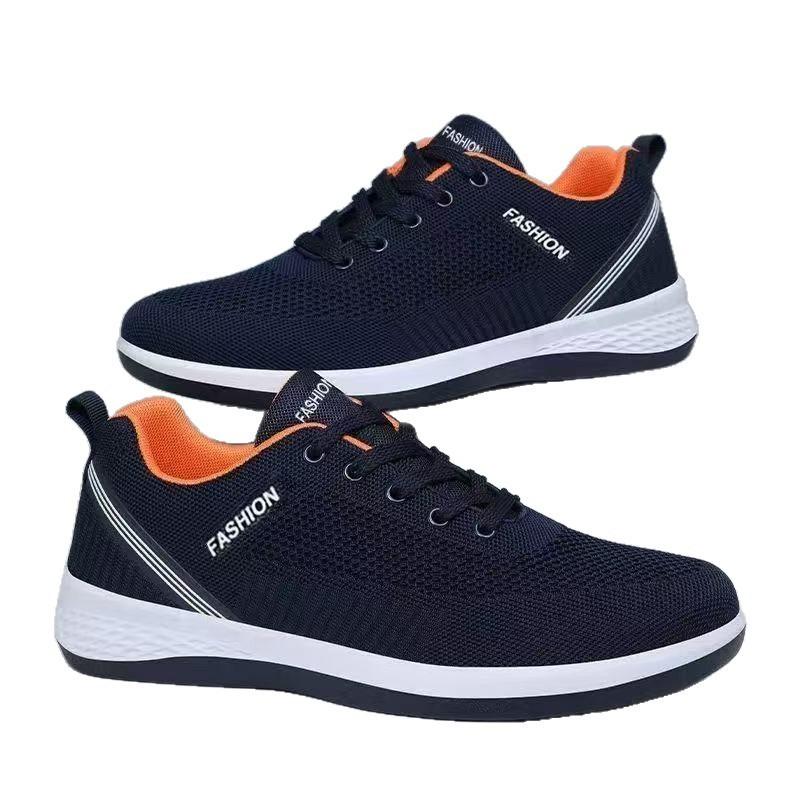 Mesh Men's Shoes Summer New Breathable Lightweight Soft-soled Casual Shoes Blue Outdoor Trend Simple Sports Shoes