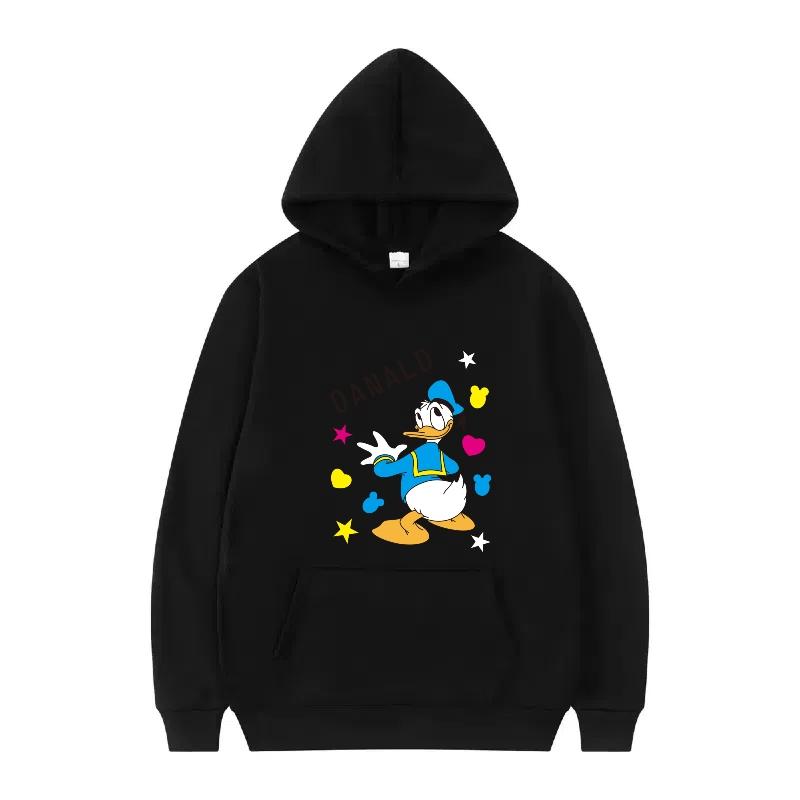 Disney Donald Duck Muster Damen Fleece Sportlich Locker Grau Herbst Oberteile Kleidung Pullover Damen Günstig Y2k Hoodies Herren Sweatshirts