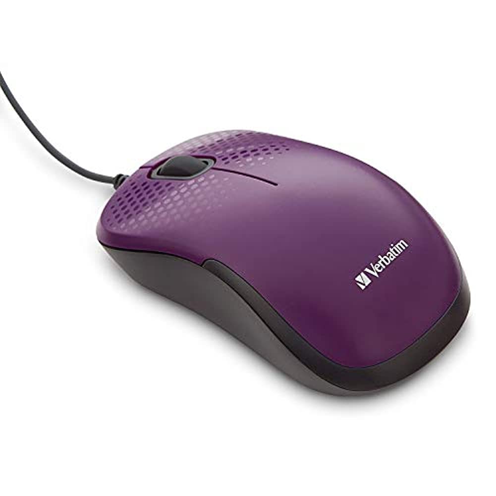 

Verbatim USB Silent Cord Optical Mouse Computer Wired Noiseless Silent Click Mouse for Mac and PC Purple - фіолетовий