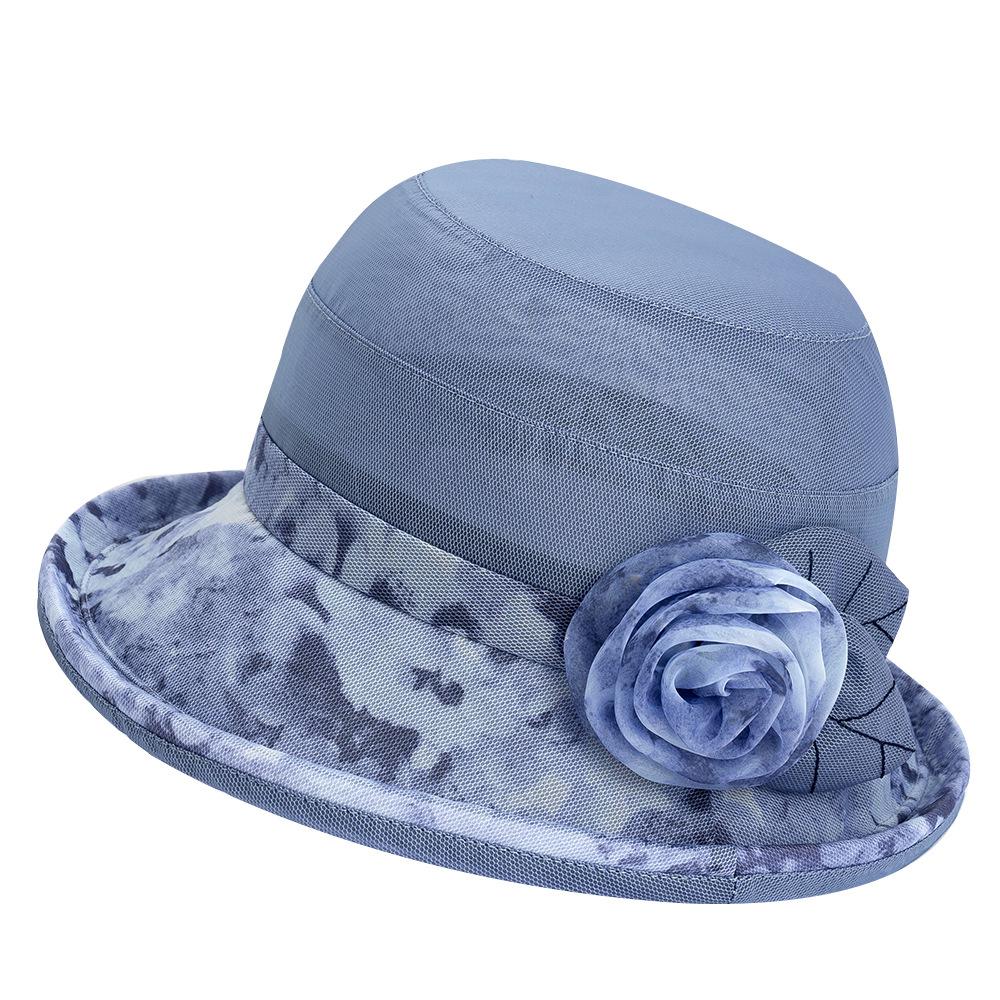 New middle-aged mother foreign elegant summer breathable thin sunscreen sunshade curled flower fashion mesh hat