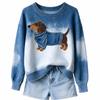 Felpa girocollo da donna con stampa animalier, vestibilità larga, pullover casual