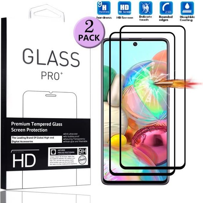 Film de protection d'écran - Samsung - Galaxy A71 - Verre trempé - 2 pièces - Protection complète