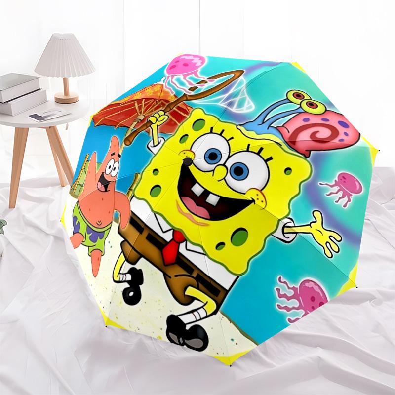 1pc SpongeBob Automatic Open/close Umbrella, Portable Travel Umbrella, Everyday Use - Outdoor Accessory, Artistic Pattern, Compact Design, Fashion Lov