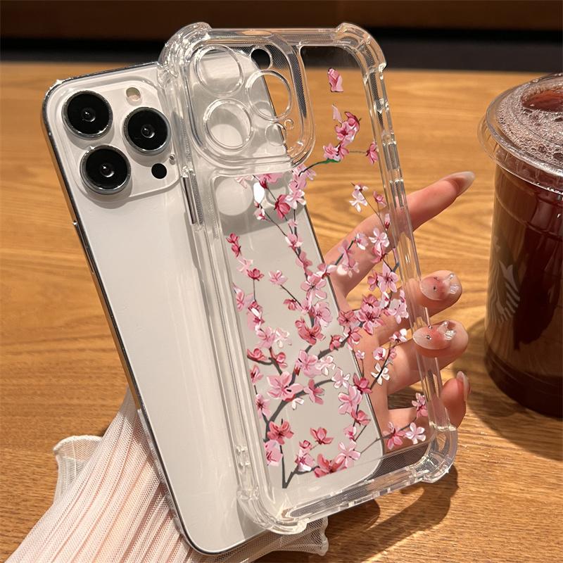 Flower Silicone Phone Case For iPhone 16 15 14 13 12 11 Pro Max XS X XR 7 8 16 Plus SE Transparent Soft Shockproof Bumper Cover