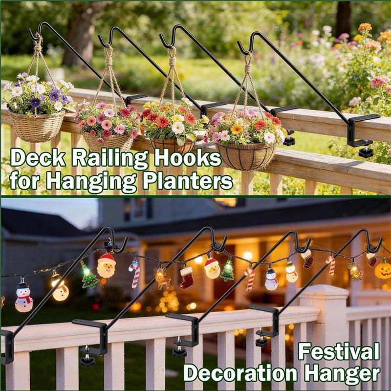 J1UL1N Deck Railing Plant Hanger 2Pcs Deck Hooks For Railing Heavy Duty