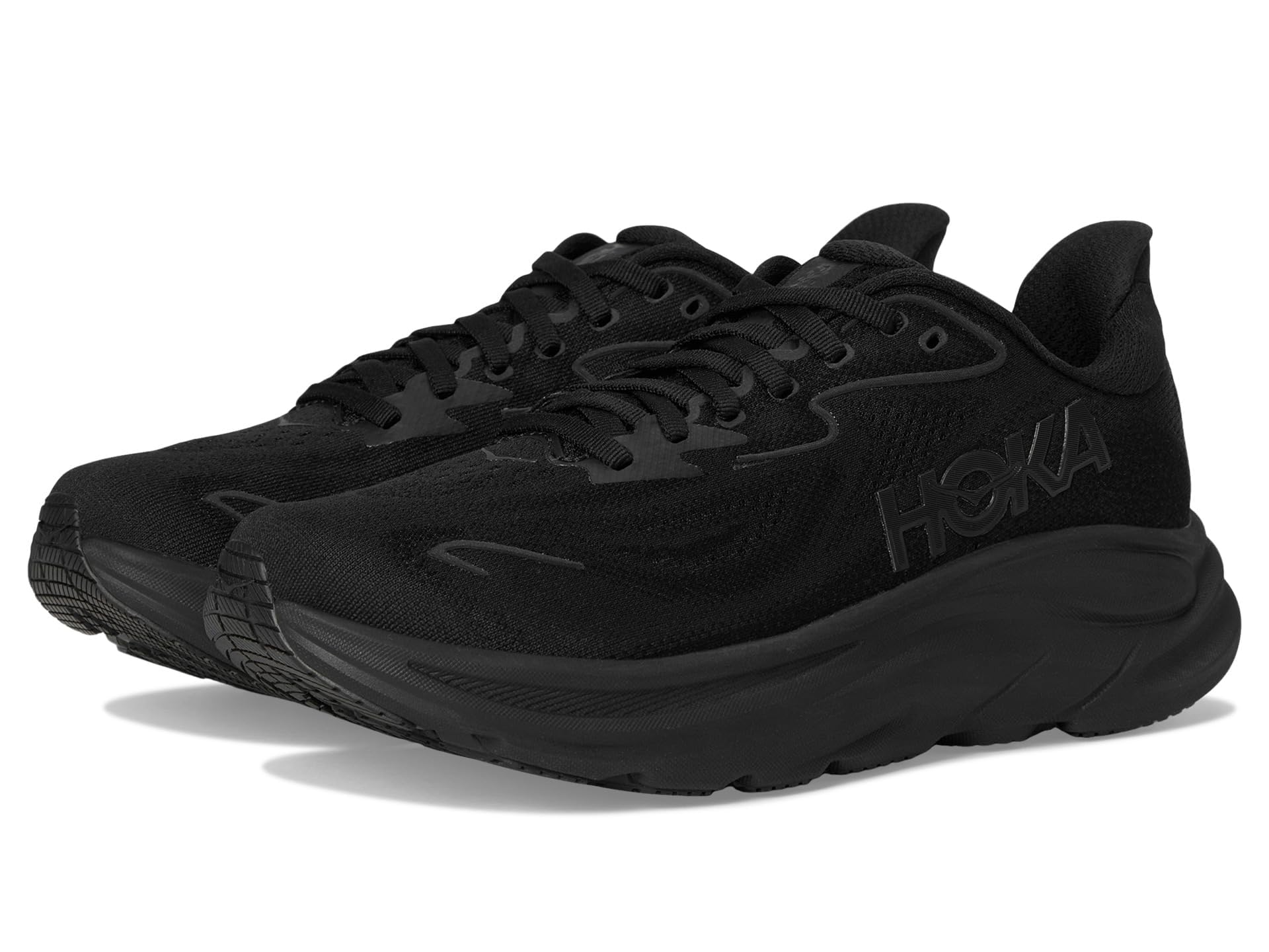 

HOKA Clifton 10 Wide Running Size Black x Black Women s Shoes, 24.0,