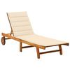 VidaXL Garden Chaise Lounge with Cushion Outdoor Sunbed Terrace Lounge Chair Patio Beach Wood 3061346
