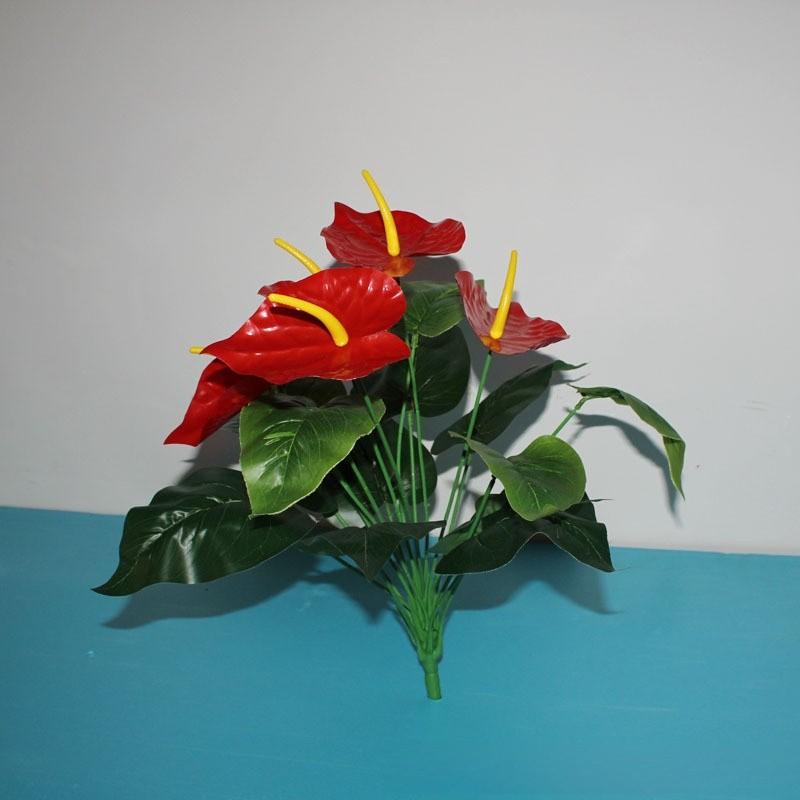 Anthurium Andraeanum Linden Artificial Plant With Silk Flowers For Home Decor And Tabletop Display