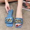 Fashion New Chain Women Slippers Summer Slippers Low Heel Women's Sandals Indoor Bathroom Outdoor Walk Fashion Show Plus Size 35-42