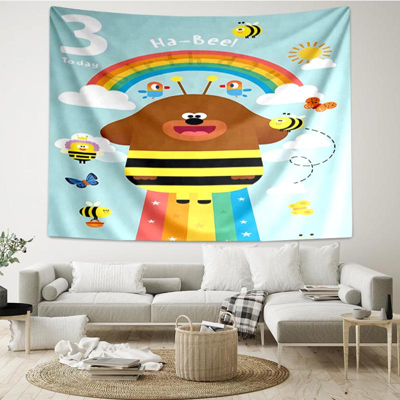 Bee's Rainbow Adventure Tapestry Hanging for Bedroom,Livingroom, Playroom,Decor Art Room Wall Tapestry Holiday and Birthday Gifts