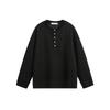 Blaexit Old Money Style Henry Collar Ribbed Black Knit Base Shirt Men's Long-Sleeve T-Shirt Autumn and Winter Inner Layer Top
