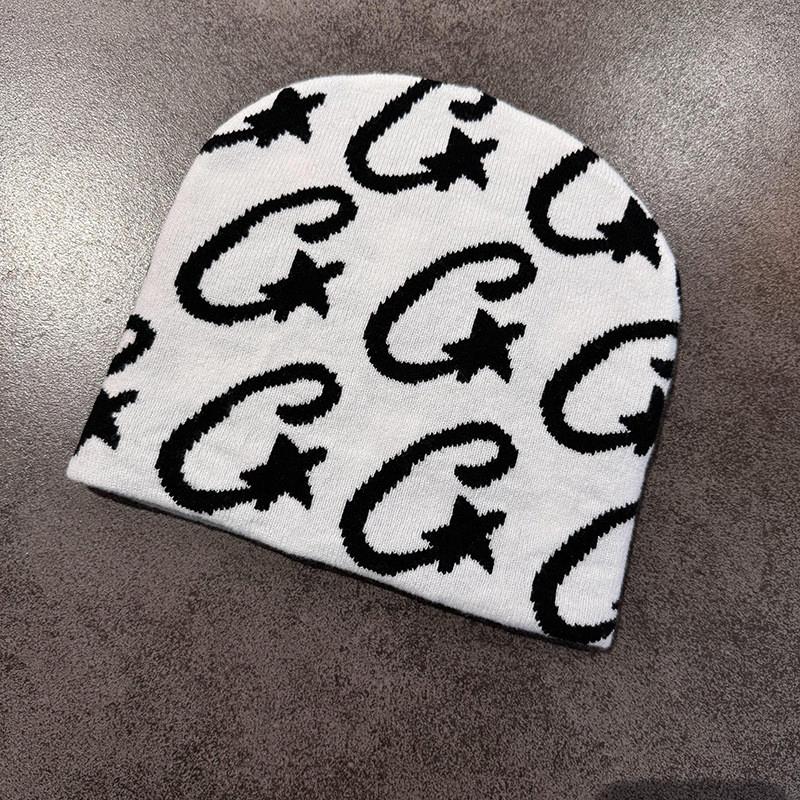 Trendy Knit Hat With Star Print Embroidery Design For Cold Weather Accessory