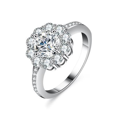 D Color Moissanite Diamond Ring Women's Silver Ring Sunflower Flower Diamond Ring Engagement Ring Wedding Ring Gift for Girlfriend