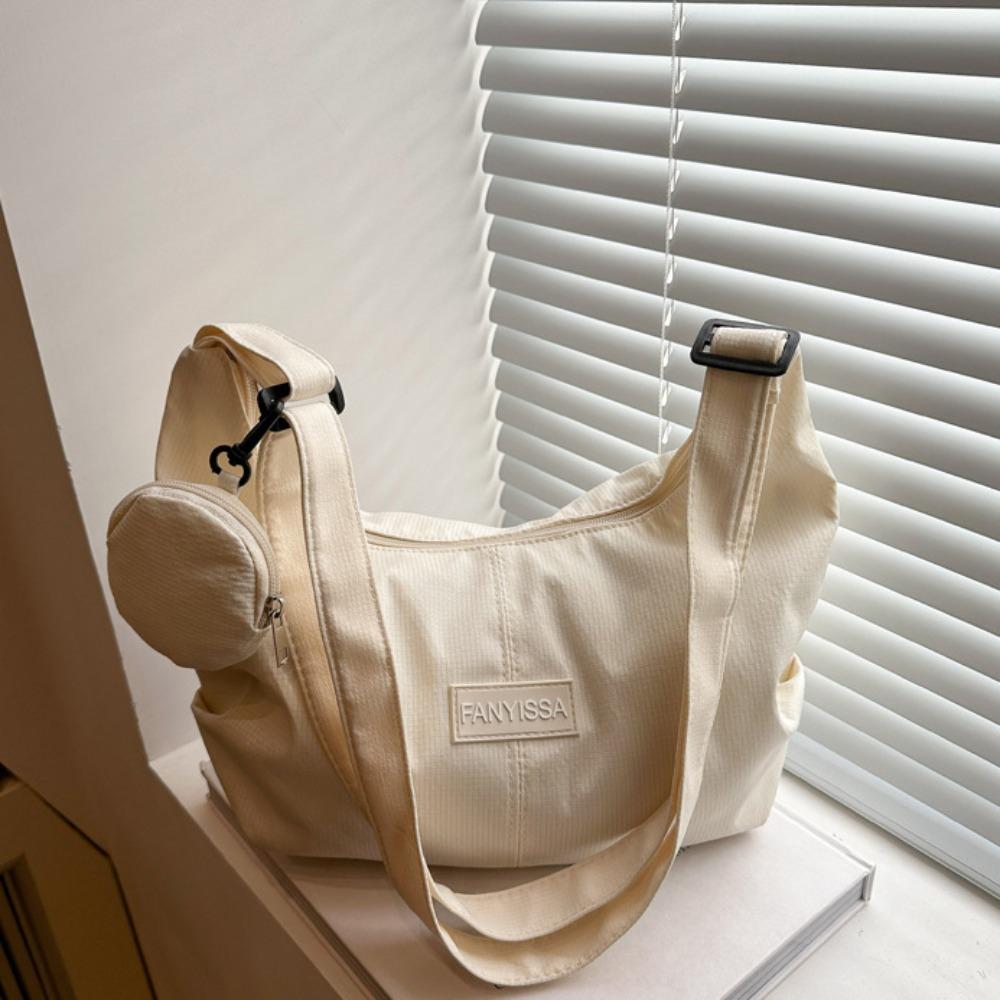 Cream Color Canvas Bag with Coin Purse Korean Style Simple Dumpling Bag  Women