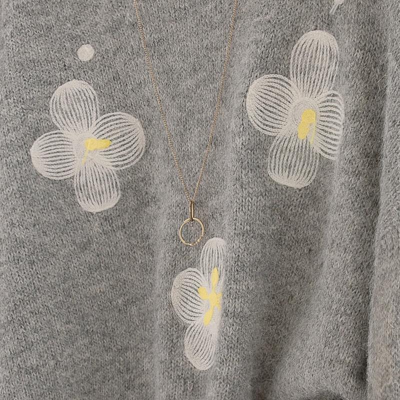 Sibeishe Women's Autumn Floral Embroidered Knit Pullover