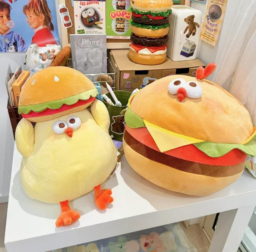 Adorable Burger Sandwich Pizza Chicken Plush Toys Pillow Soft Simulation Cute Dolls Stuffed Animal for Boys Girls Gifts Decor