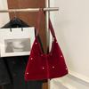 Fashion Rivet Shoulder Bag For Women Large Capacity Casual Handbags Simple Commuter Tote Bag Retro Suede Leather Underarm Bag AVE