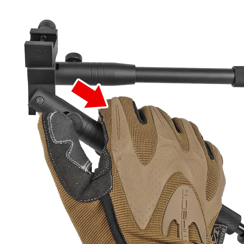 Ryohin Buhin E&C Folding Tactical Bipod with Telescopic 20mm Rail, Aluminum, Black