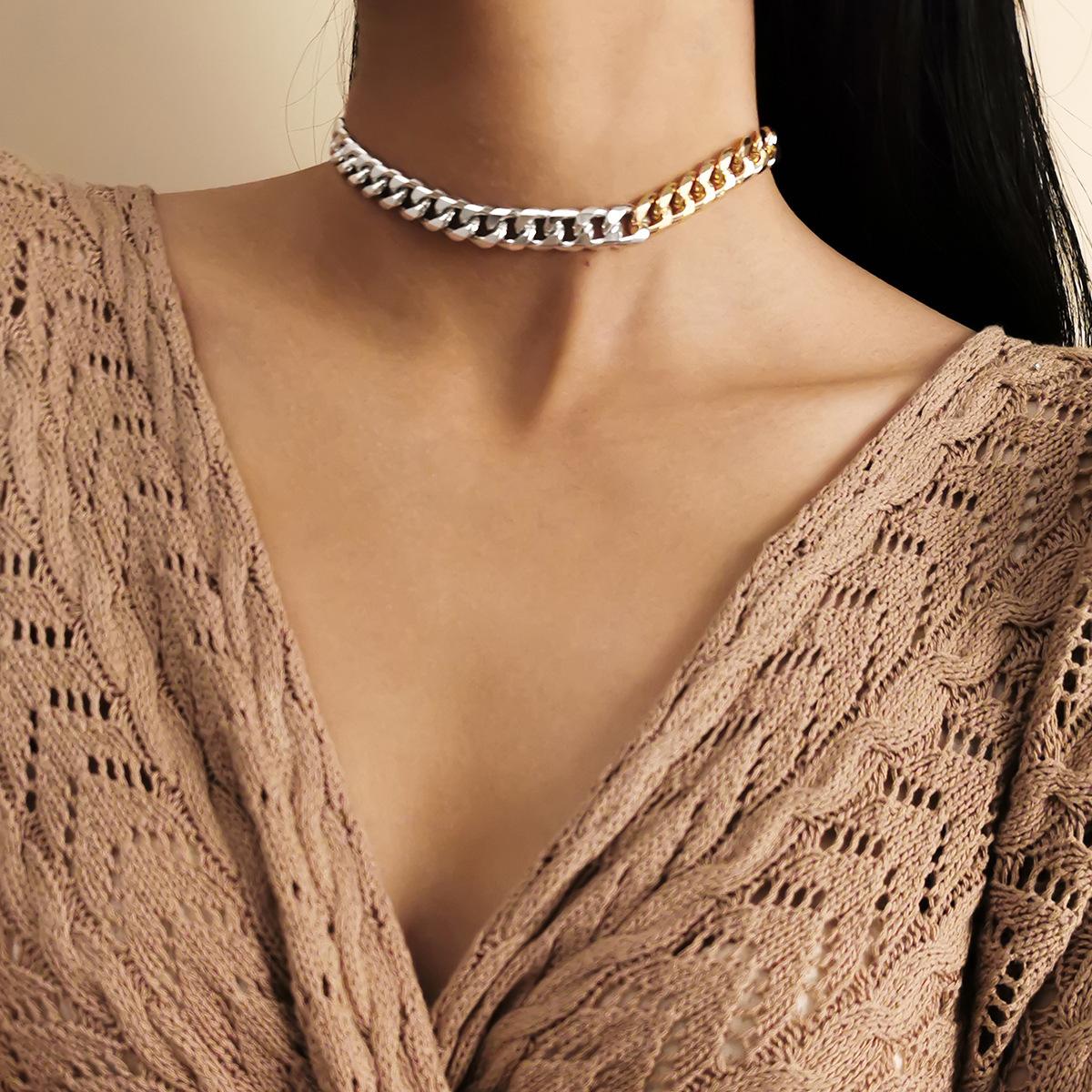 

Simple and exaggerated thick chain necklace necklace, retro chain single-layer versatile necklace for women