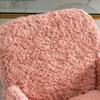Flauschiger Kunst-Kaninchenfell-Schminktischstuhl, Rosa Höhenverstellbar 360 Grad Drehbar Home-Office-Stuhl mit Armlehne, Goldene Metall-Rollbasis,DE1831PK