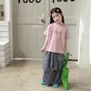 Kids' Summer Short Sleeve T-shirt - Korean Style, Loose Fit, Breathable, Casual Round Neck with Letter Print