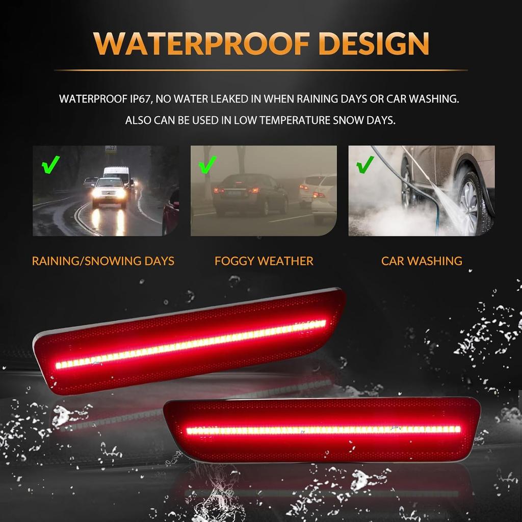 LED Side Marker Lights Rear Bumper Marker Lamp Reflectors for Ford Mustang 2005-2009, Smoked Len 2PCS (Red)