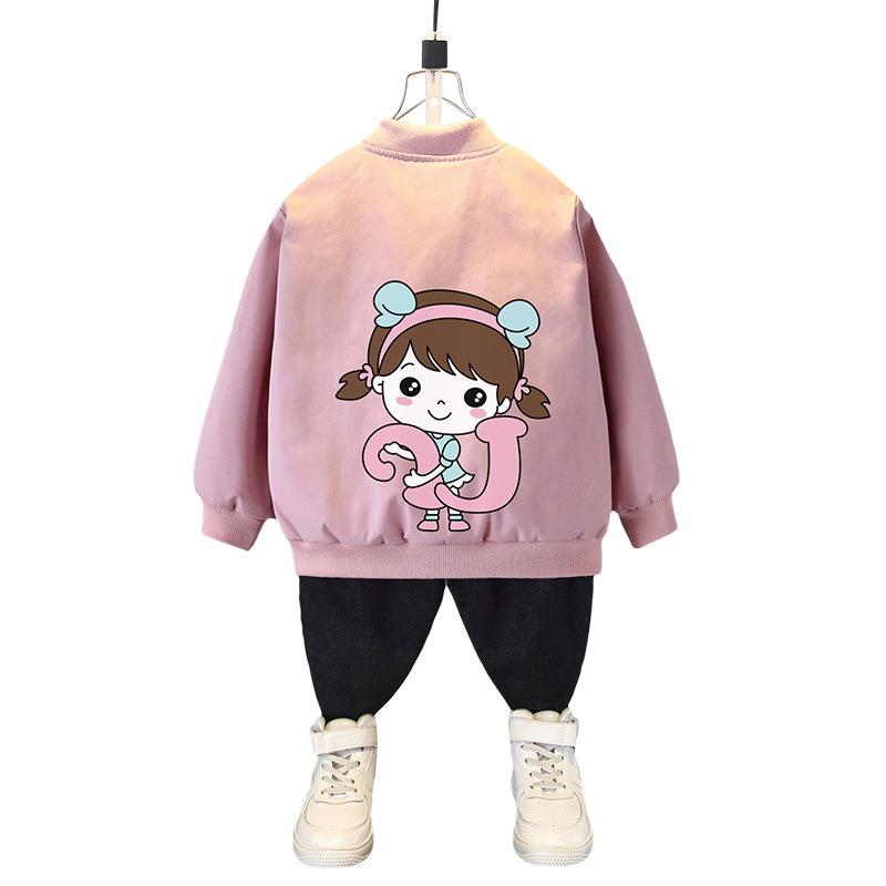 Chaqueta de primavera y otoño para niños y niñas, uniforme de béisbol con estampado de letras de oso de dibujos animados para niños de 4 a 12 años, ropa de abrigo deportiva
