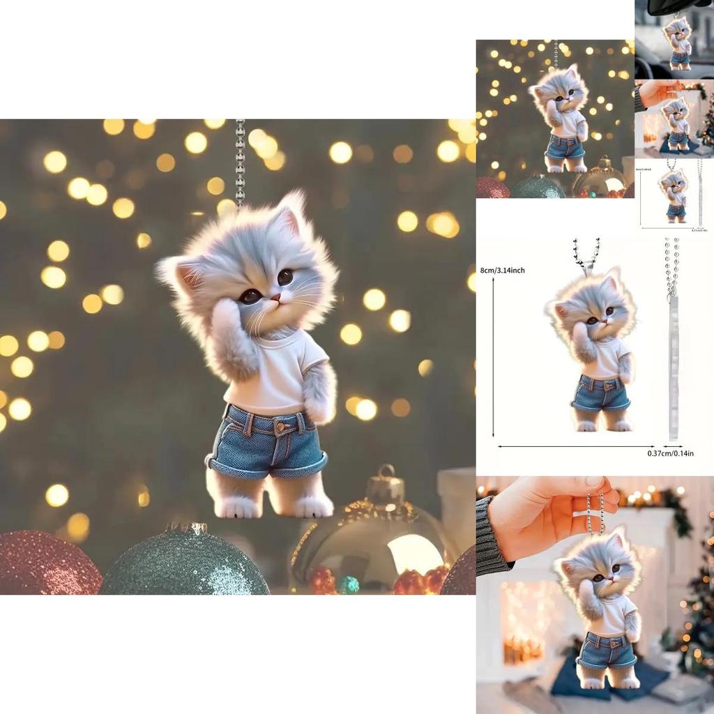 Adorable Acrylic Cat Car Hanging Decoration For Home And Backpack Accessories