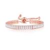 Women Metal Round Bead Square Zircon Chain  Bracelet