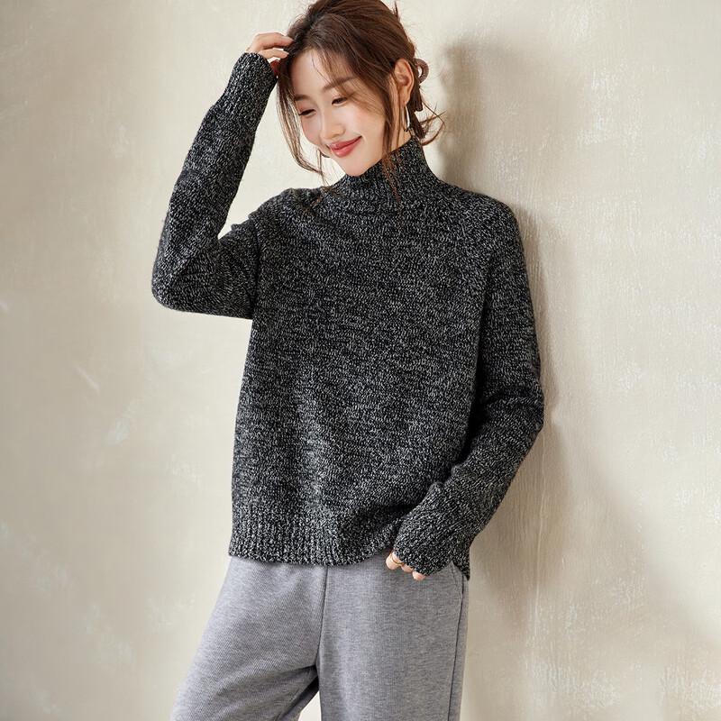 Srcr Women's Loose Fit High-Neck 100% Wool Sweater