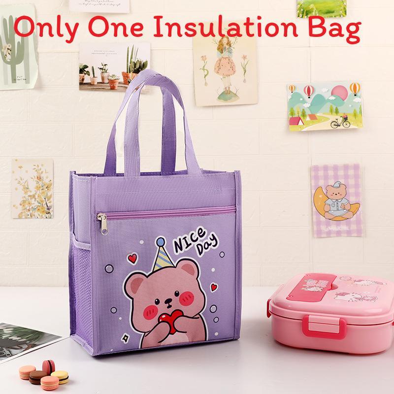 Cartoon Canvas Lunch Bag With Material For Kids School Snack Organizer