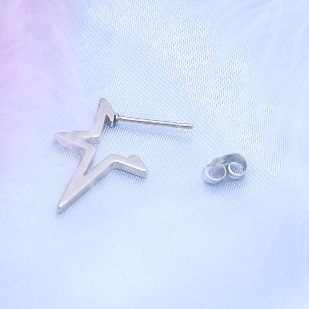Retro Geometric Five-Pointed Star Stainless Steel Stud Earrings for Women