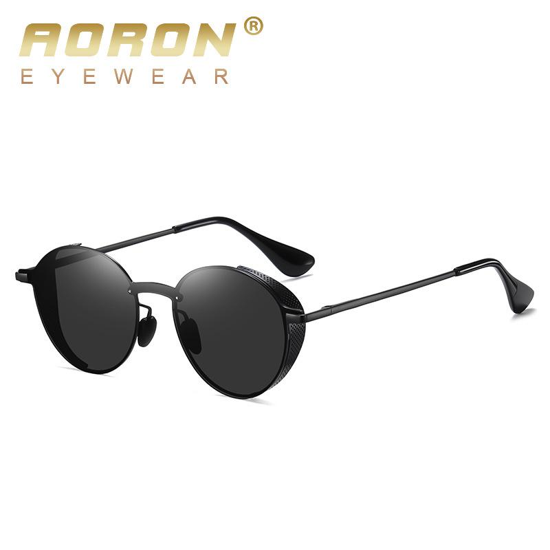 aoron Round Frame Cross-border Sunglasses Men's Metal Polarized Fashion Sunglasses