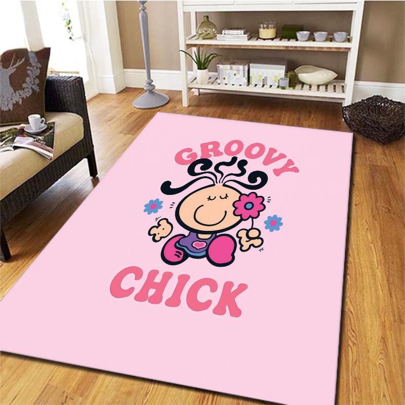 Retro Groovy Chick Carpet Rug For Living Room Bedroom Home Sofa Decoration Kids Play Nonslip Floor Mat