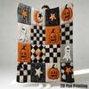 1 Stück Halloween-Themen-Patchwork-Decke mit Geistern, Kürbissen, Fledermäusen & Mehr Weiche, Warme Flanell-Kuscheldecke für Gemütliche Nickerchen, Campingdecke