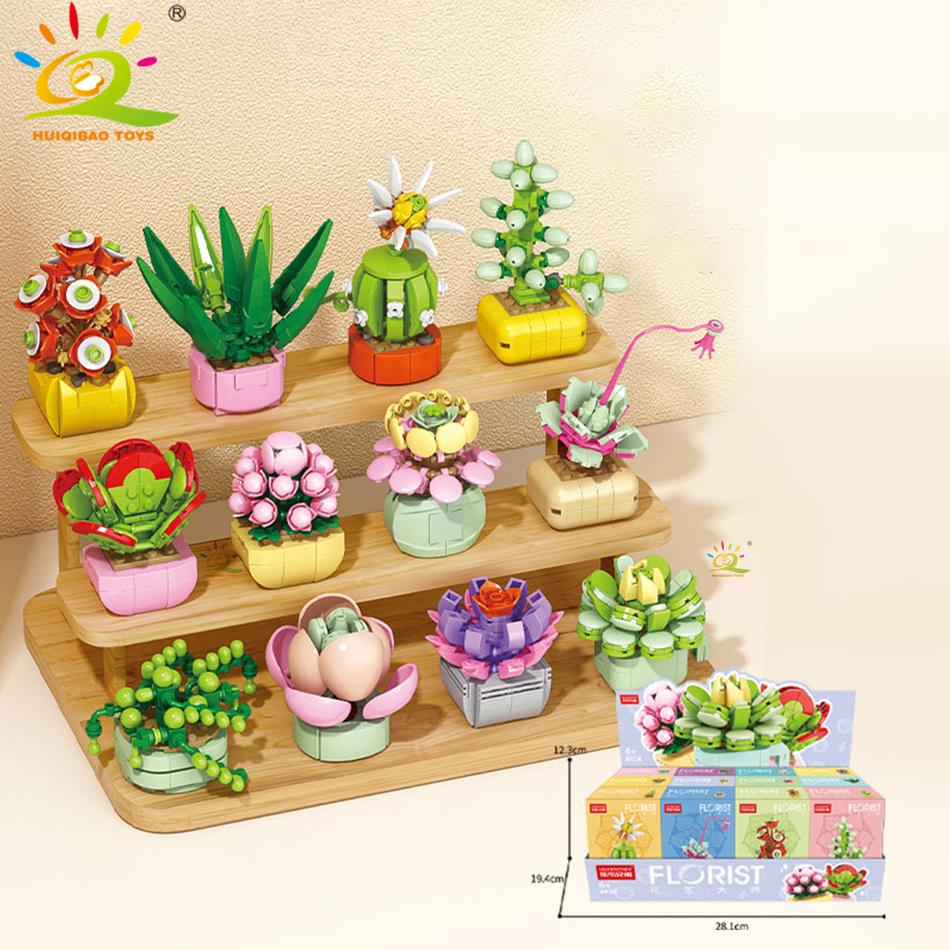 Non-Toxic Moc Flower Succulent Potted Model Building Block Diy Eternal Bouquet Home Desk Plant Decor Brick Children Gift Children Toy