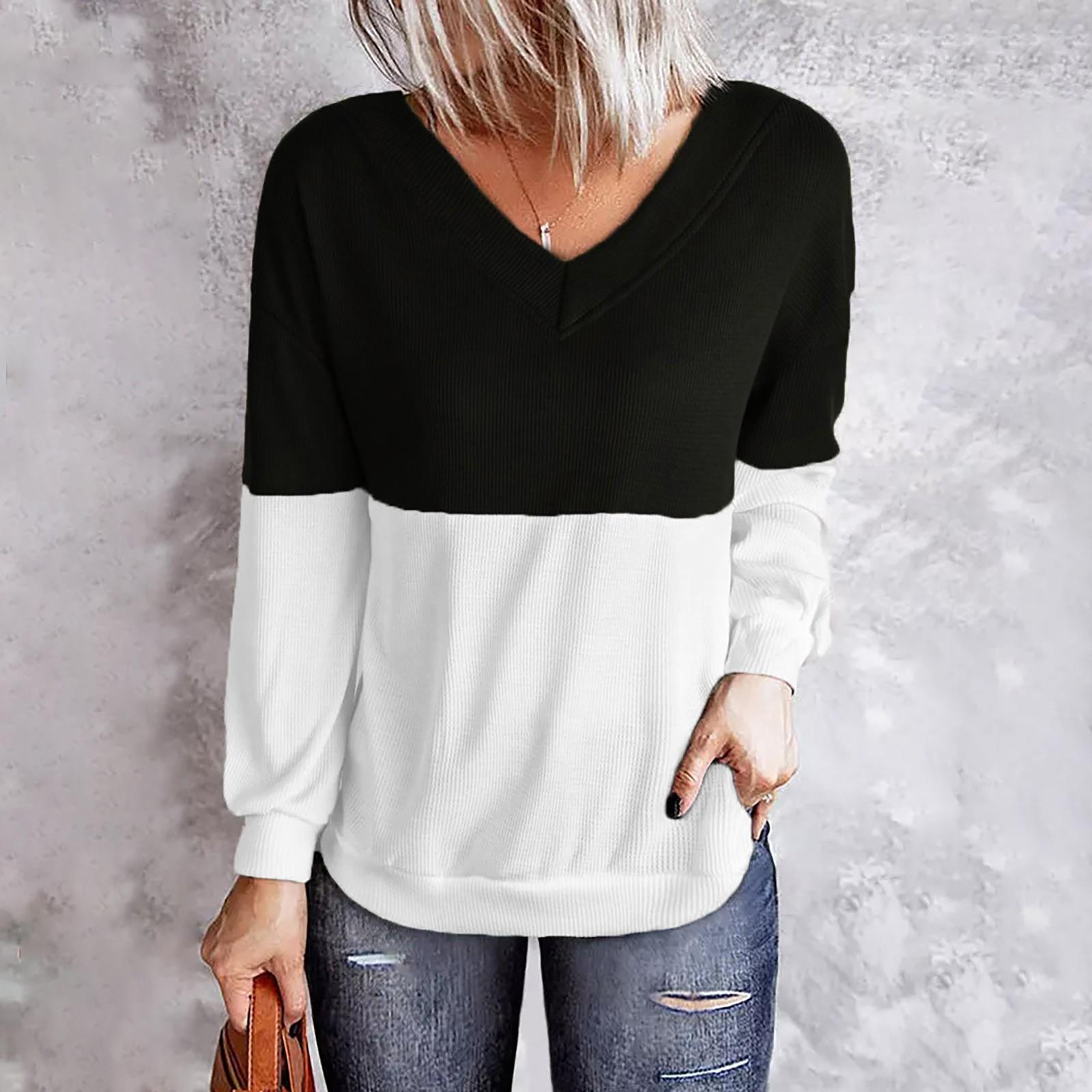 

Модный повседневный женский вязаный свитер с v-образным вырезом и длинными рукавами