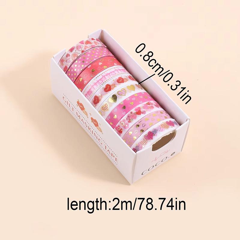 4/8roll Washi Tape Pink Heart for DIY Scrapbooking Diaries Planners Cute Stationery Gifts Teaching Incentive Supplies TMZ