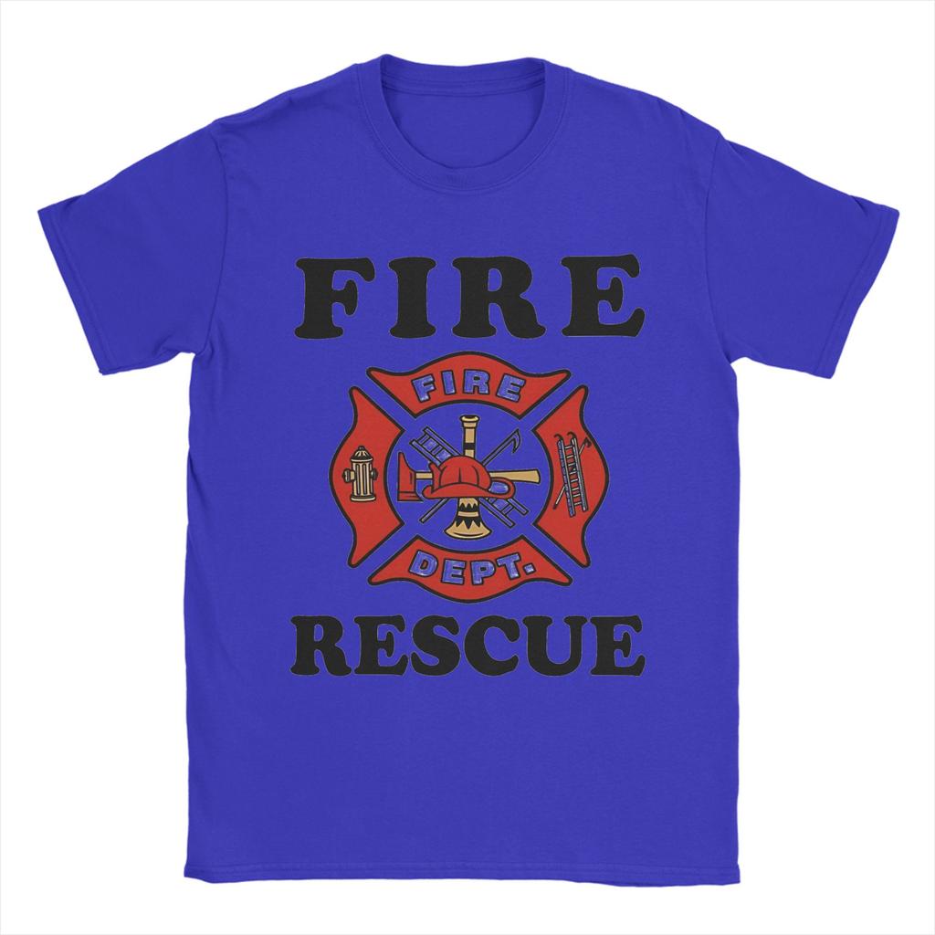 Red Fire DepartUnisext Badge Cotton T Shirt For Couple Summer Firefighter Vintage T Shirts Fashion Tee Shirt Oversize Pattern Tops