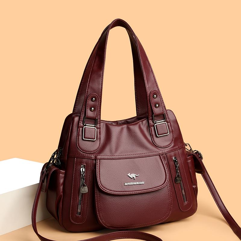 

Высококачественные женские сумки-тоут с несколькими карманами на молнии и регулируемым плечевым ремнем. Сумка через плечо из мягкой кожи. 36cm 13cm 28cm красный