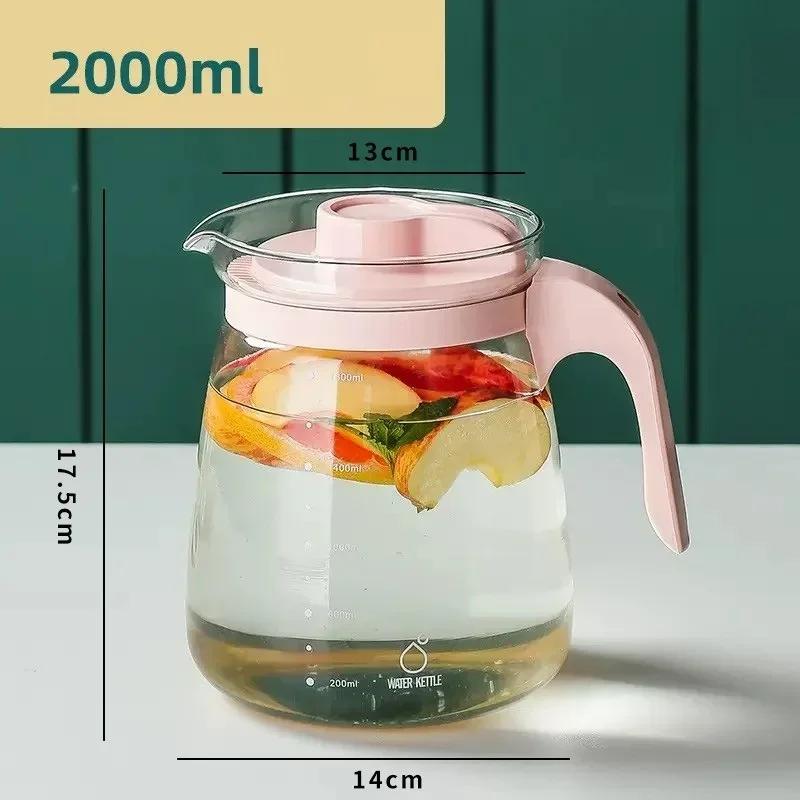 Large Capacity Glass Kettle High Temperature Resistance Water Bottle Household Transparent Teapot Coffee Jug Drinking Utensil