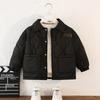 Autumn Kids Jacket Winter Boys Solid Color Thick Plus Velvet Warm Coat Teen Children Outerwear Clothing