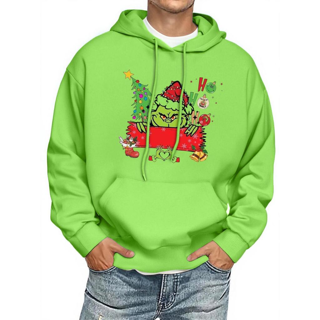 Men's Print Hooded Sweatshirt Long-Sleeve Casual Pullover Hoodie Hooded Sweatshirt