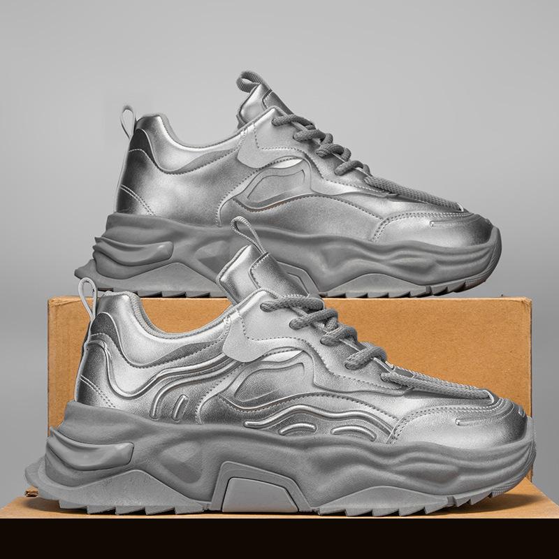 

Thick-soled dad shoes men s 2025 new autumn trendy brand high-end youth leather surface heightening casual sports trendy shoes 45