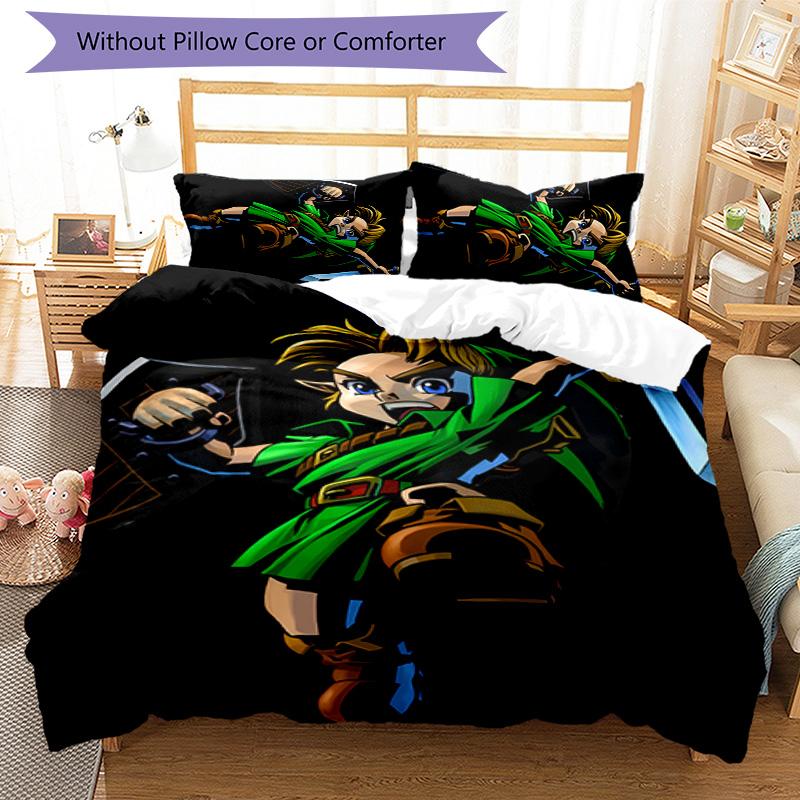 3pcs Cartoon Z-Zeldas pattern bedding set duvet cover set includes duvet cover &pillowcases, perfect all season bedroom decoration & gift