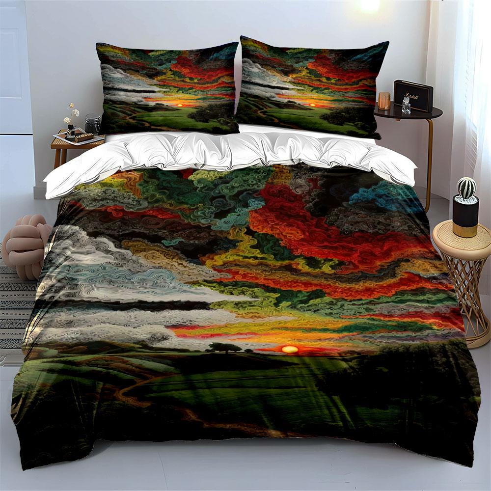 Colorful Abstract Landscape Pattern. Bedding Sets Duvet Cover Sets Duvet Covers Pillowcases(1 * Duvet Cover 2 * Pillowcases, Without Duvet Insert)