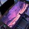 Desk Mat Purple Starry Sky Black Cat Print Anti Slip Rubber Mousepad Stitched Edge Keyboard Pad For Pc Laptop Gamers Table Decor