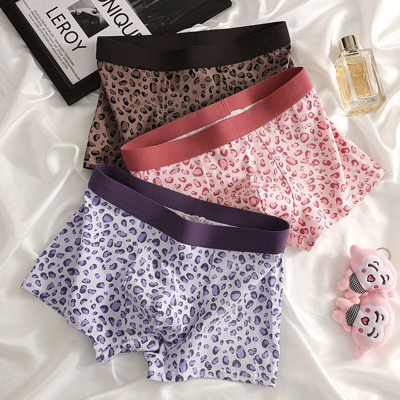 

3 шт. Мужское сексуальное и милое удобное нижнее белье с леопардовым принтом, дышащие шорты, модные шорты с плоским углом и трусы с квадратным углом, боксеры-слипы 2XL
