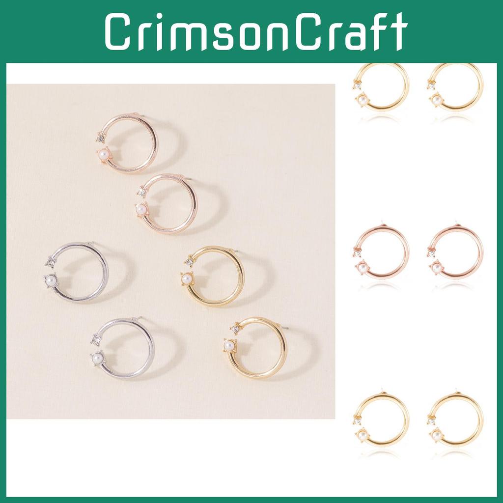 Elegant And European American Style Alloy Pearl Stud Earrings Women For